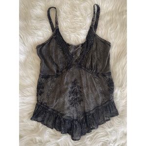 Rebellion Brand New NWT, Vintage Charcoal Tie Dyed Tank Top